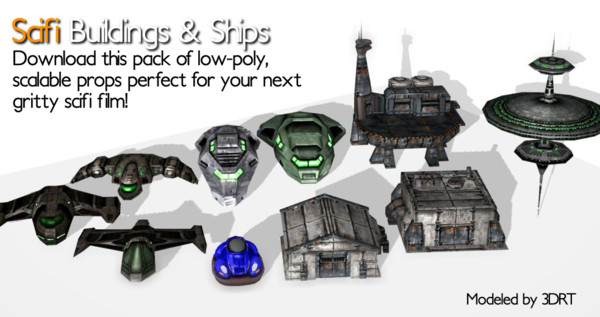 free props scifi moviestorm buildings 3d model - Scifi Buildings & Ships - Moviestorm Addon by Leefilm
